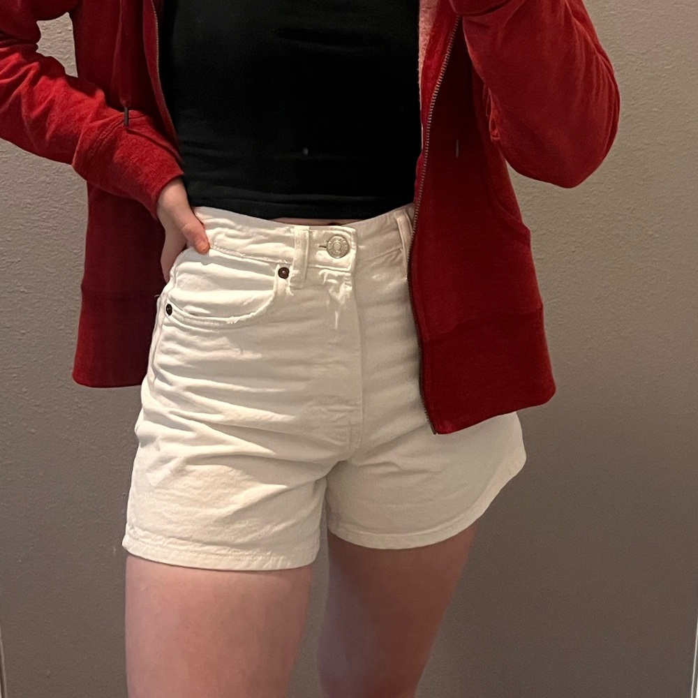 High rise white denim Zara shorts
